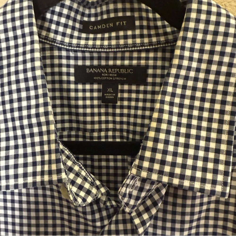 Banana Republic Men’s Camden Fit Black and White Gingham Shirt sz XL